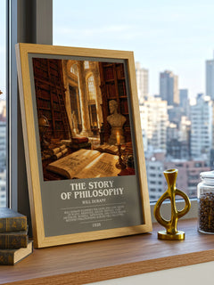 The Story of Philosophy bookish print framed by window – literary home decor