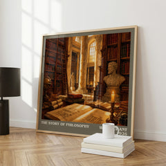 The Story of Philosophy literary print framed by window – literary home decor