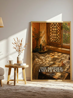 The Mother I Never Knew watercolour print in frame leaning in hallway – literary fiction wall art