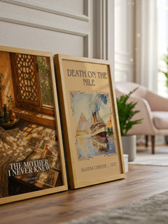 The Mother I Never Knew watercolour print framed by window – literary home decor
