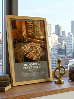 The Mother I Never Knew bookish print framed by window – literary home decor