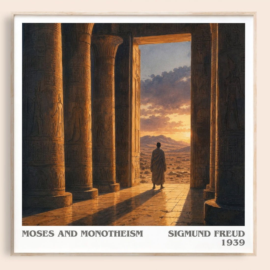 Moses and monotheism literary book poster by Sigmund Freud – framed literary art print