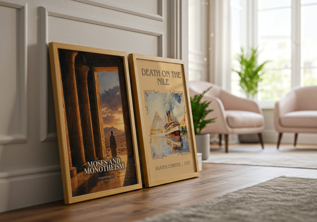 Moses and monotheism watercolour print framed by window – literary home decor