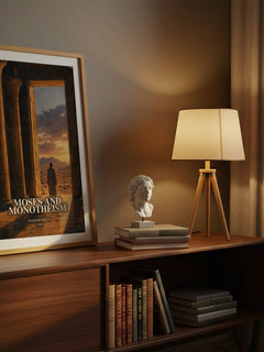 Moses and monotheism watercolour print on bookshelf – Sigmund Freud fan gift