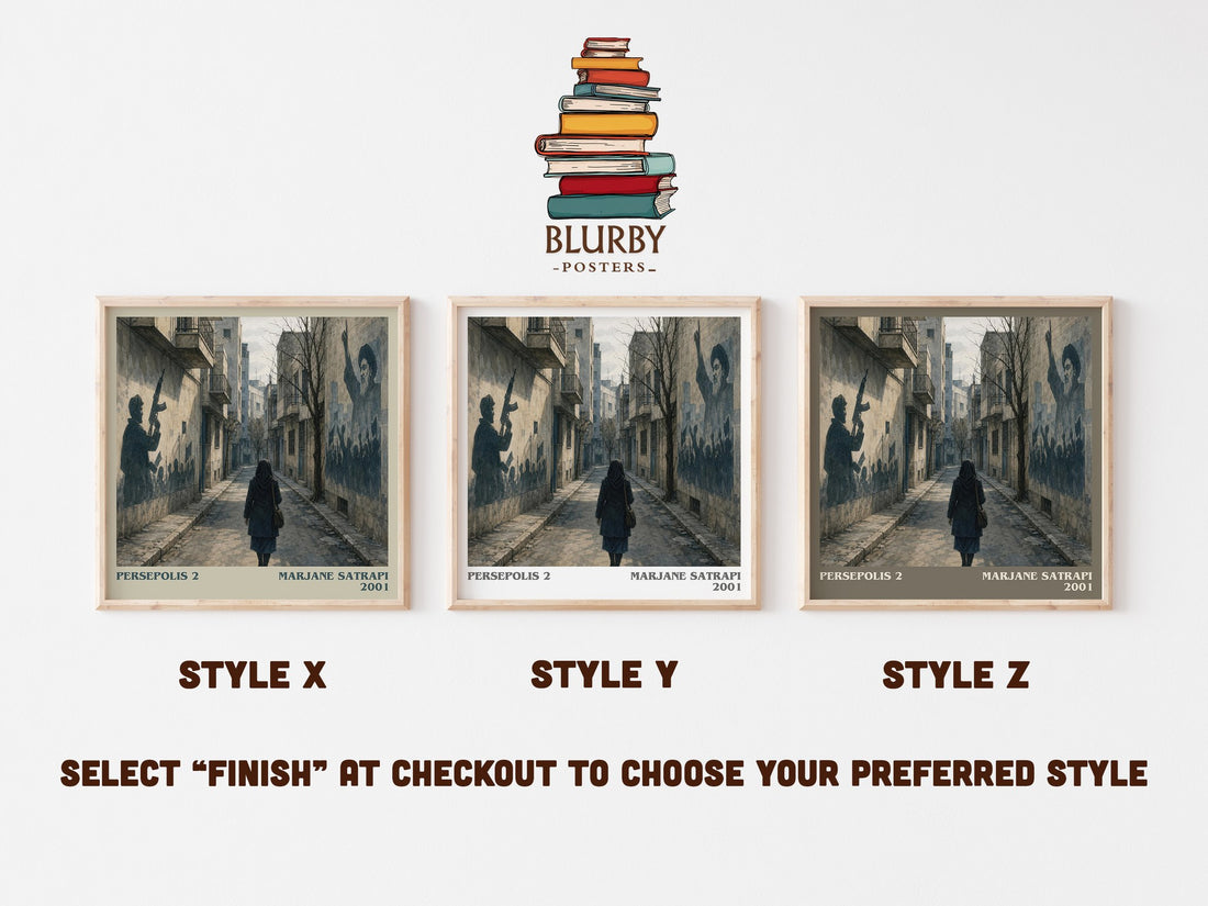 Persepolis 2 literary print in frame leaning in hallway – memoir wall art (mockup)
