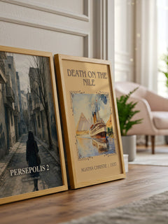 Persepolis 2 watercolour print framed by window – literary home decor