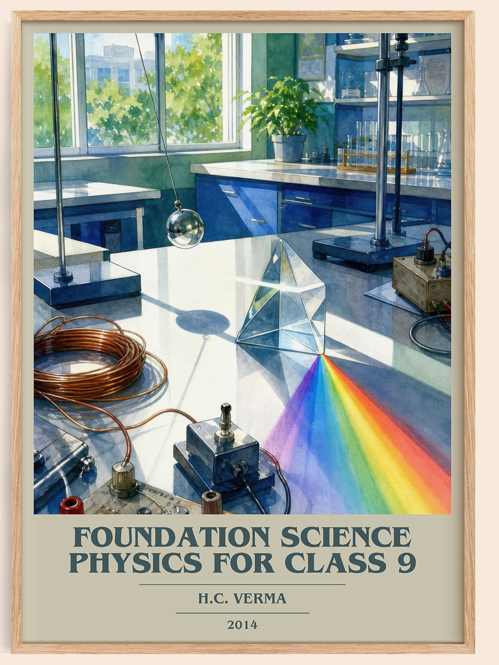 Foundation Science Physics for Class 9 book cover book poster by H.C. Verma – framed literary art print