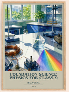 Foundation Science Physics for Class 9 book cover book poster by H.C. Verma – framed literary art print