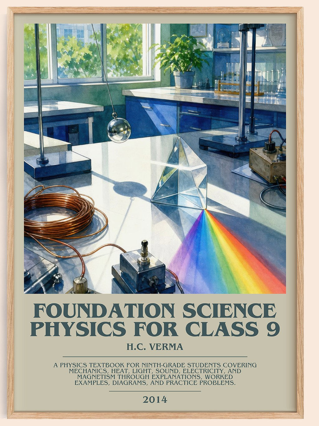 Foundation Science Physics for Class 9 bookish book poster by H.C. Verma – framed literary art print
