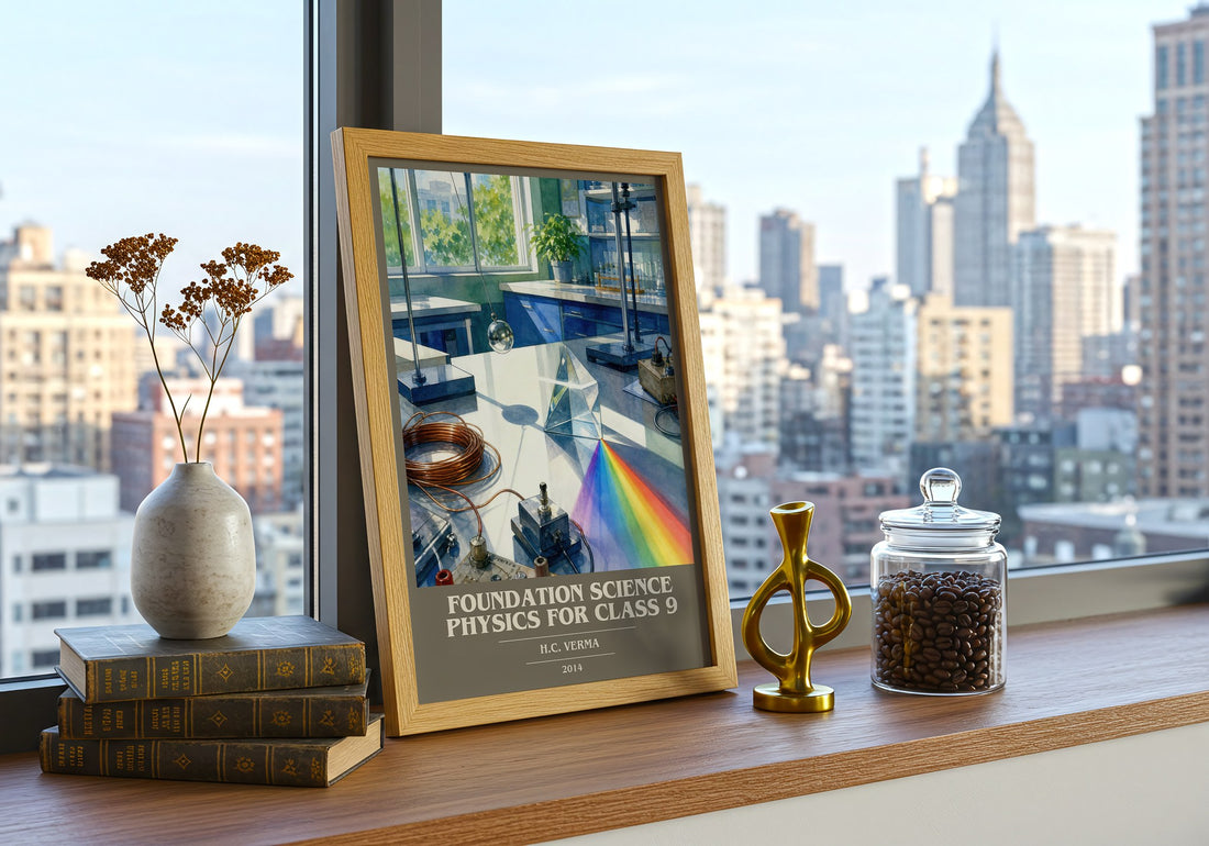 Foundation Science Physics for Class 9 book cover print framed by window – literary home decor