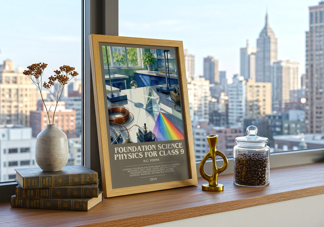 Foundation Science Physics for Class 9 bookish print framed by window – literary home decor
