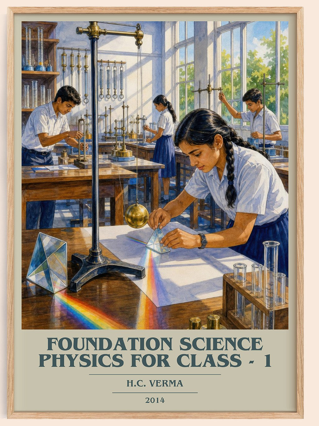 Foundation Science Physics for Class - 1 book cover book poster by H.C. Verma – framed literary art print