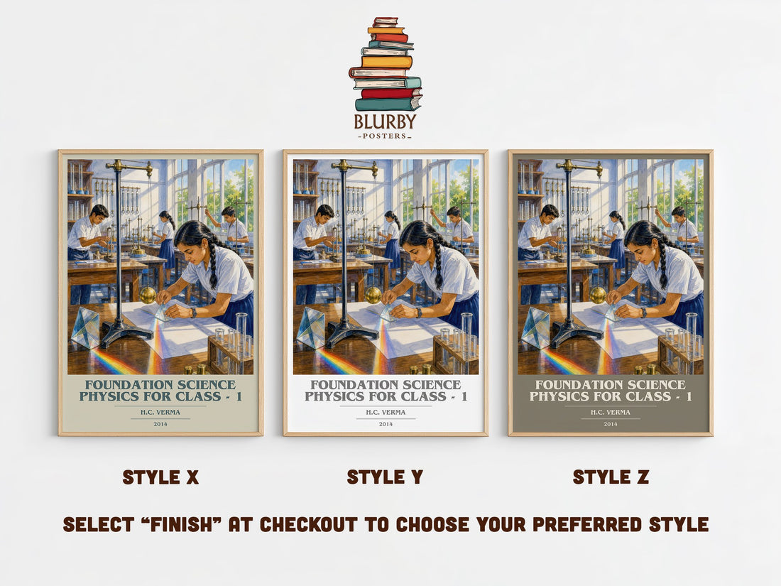 Foundation Science Physics for Class - 1 book cover print in frame leaning in hallway – __new__:educational wall art (mockup)