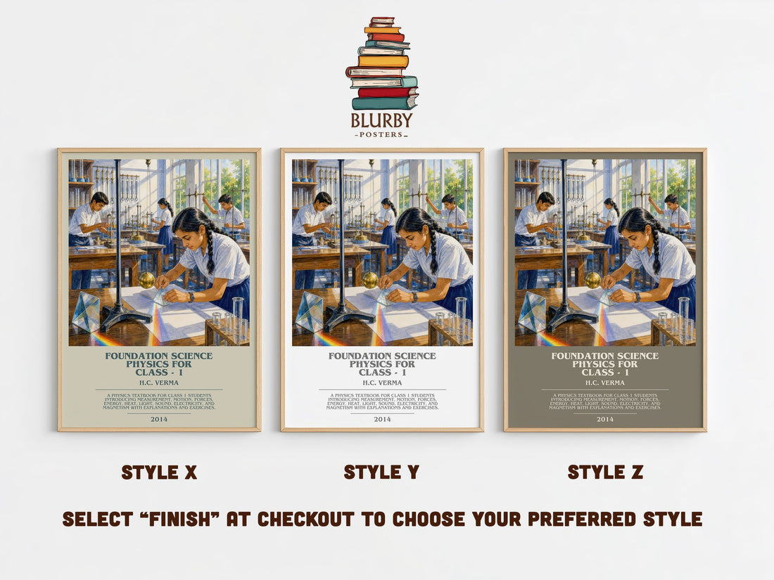 Foundation Science Physics for Class - 1 bookish print in frame leaning in hallway – __new__:educational wall art (mockup)