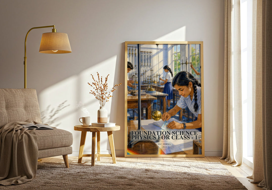 Foundation Science Physics for Class - 1 watercolour print in frame leaning in hallway – __new__:educational wall art