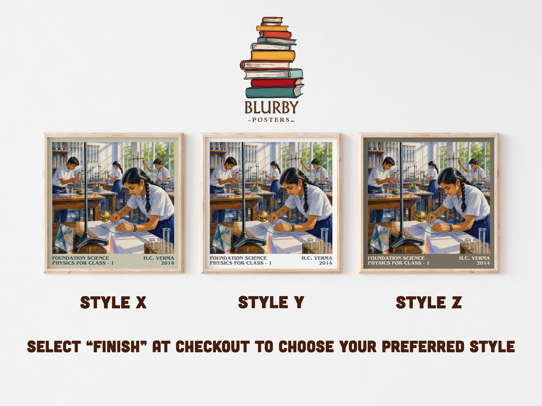 Foundation Science Physics for Class - 1 literary print in frame leaning in hallway – __new__:educational wall art (mockup)
