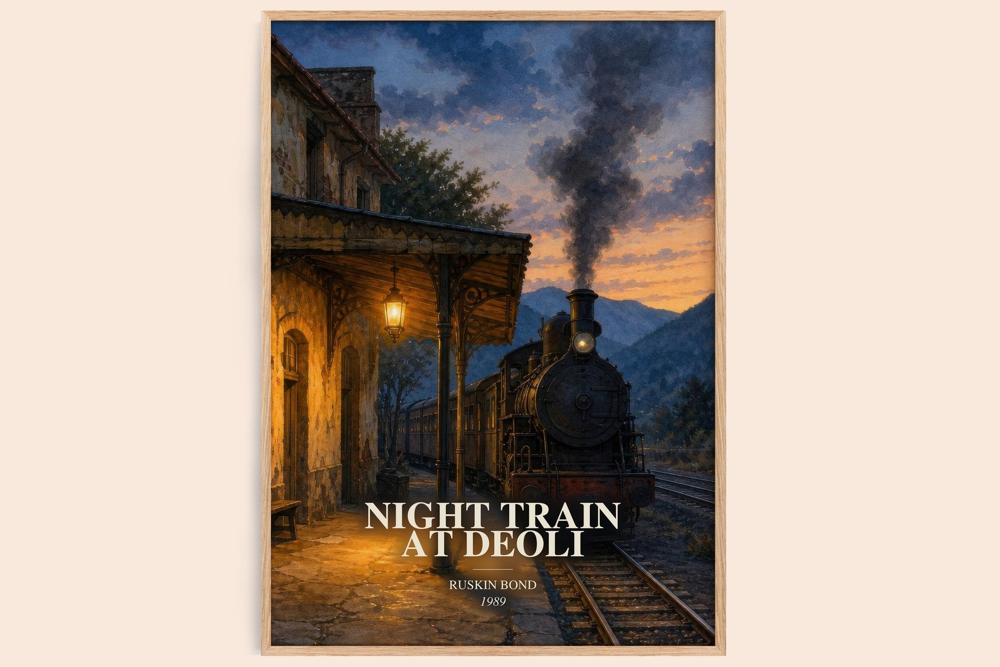 Night Train at Deoli Book Watercolour Illustration by Ruskin Bond