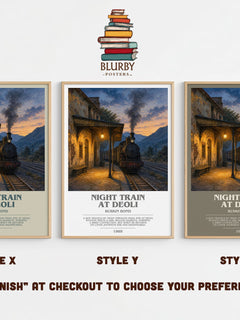 Night Train at Deoli bookish print in frame leaning in hallway – literary fiction wall art