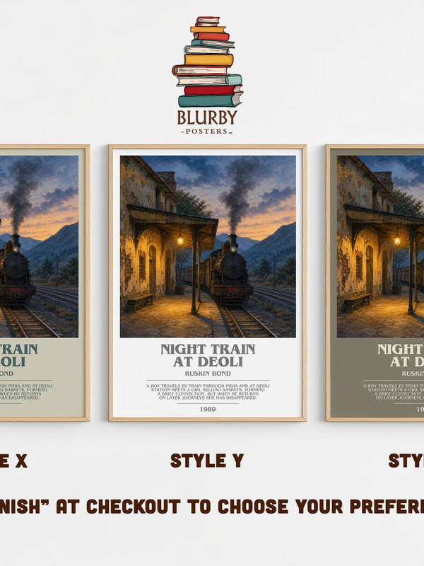 Night Train at Deoli bookish print in frame leaning in hallway – literary fiction wall art