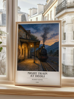 Night Train at Deoli book cover poster colour and style options – Ruskin Bond book art