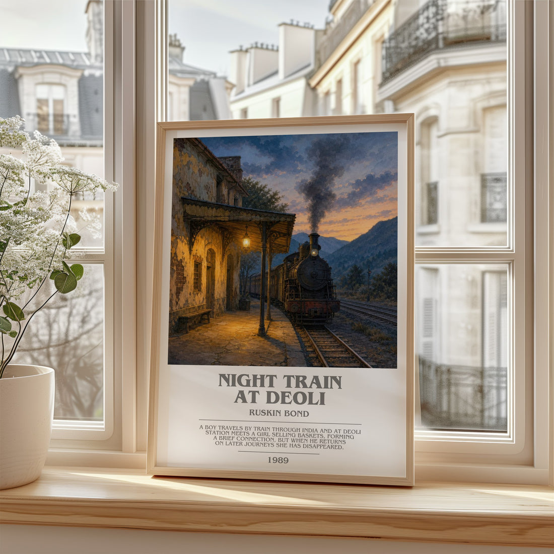 Night Train at Deoli bookish poster colour and style options – Ruskin Bond book art