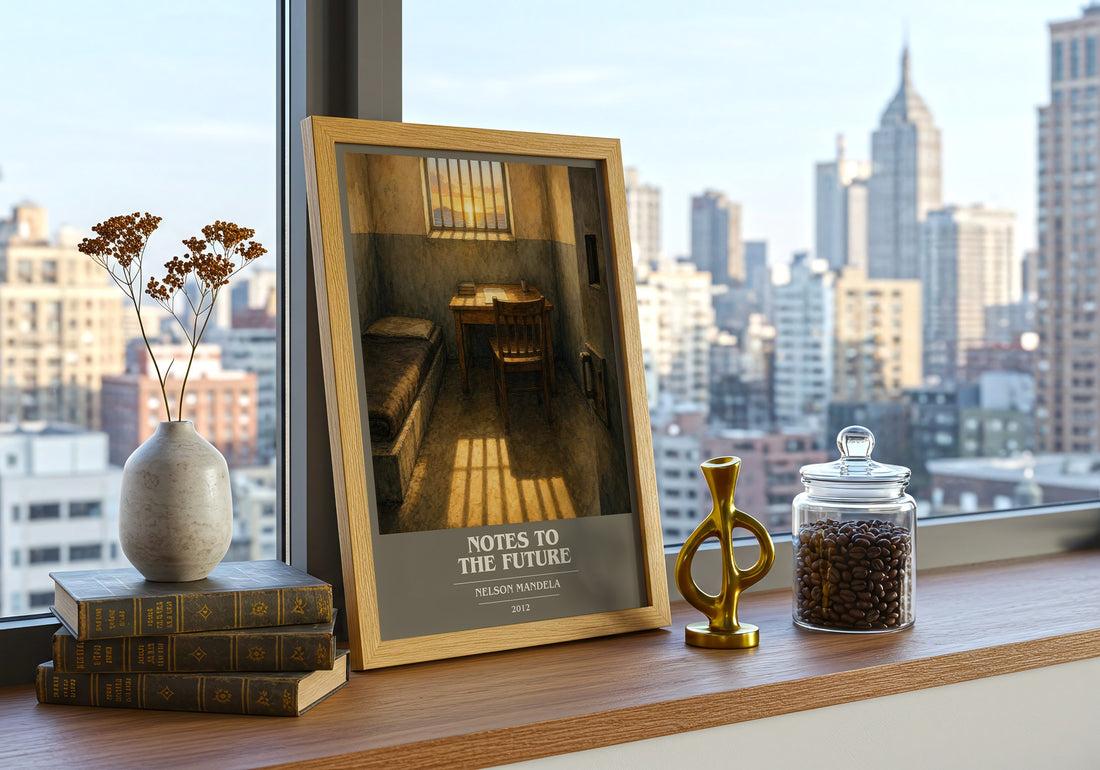 Notes to the future book cover print framed by window – literary home decor