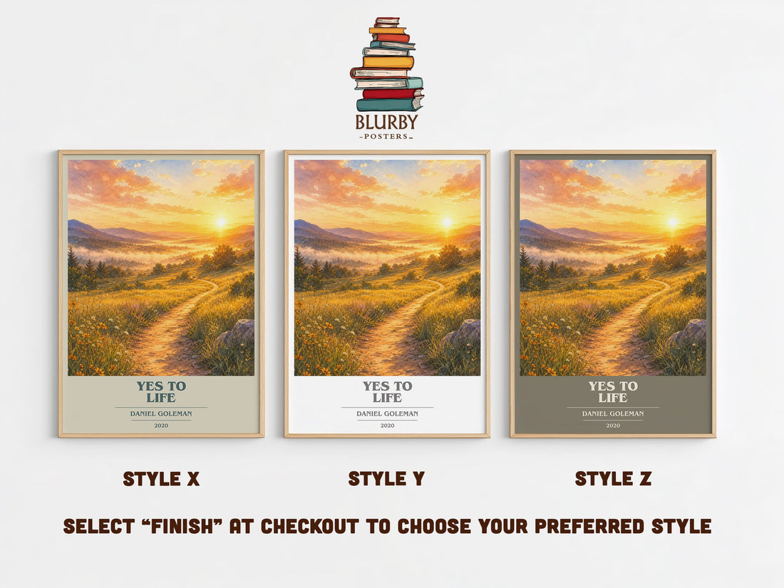 Yes to Life book cover print in frame leaning in hallway – __new__:self help wall art (mockup)