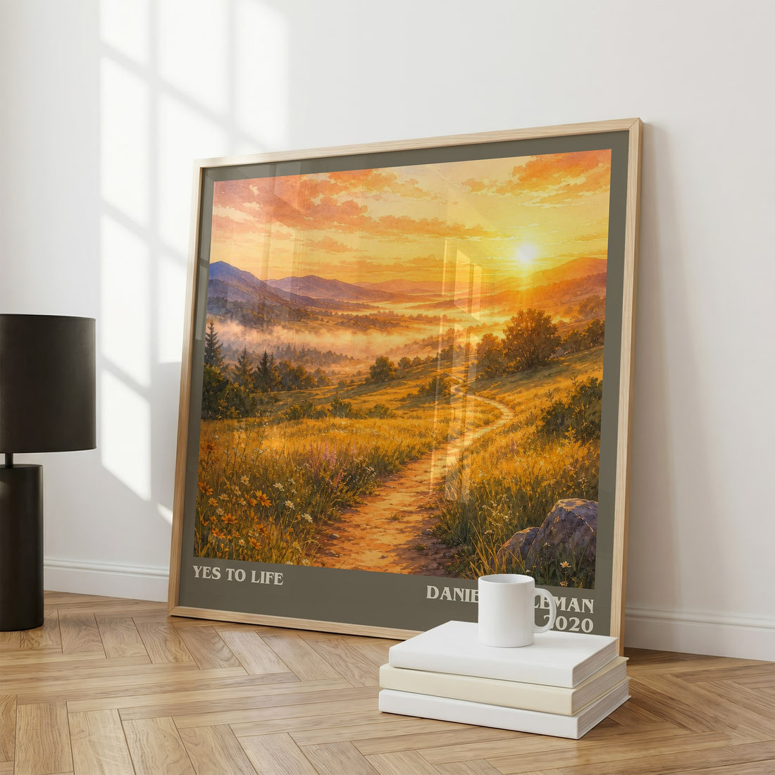 Yes to Life literary print framed by window – literary home decor