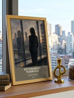 Bittersweet Marriage book cover print framed by window – literary home decor