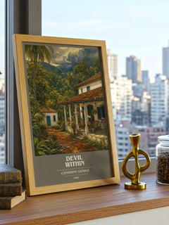 Devil Within book cover print framed by window – literary home decor