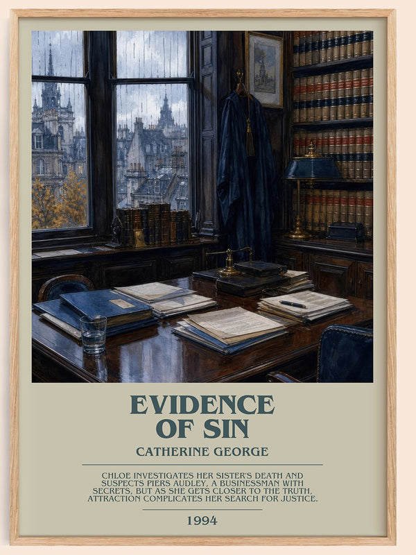 Evidence of Sin bookish book poster by Catherine George – framed literary art print