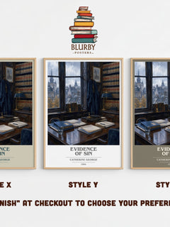 Evidence of Sin book cover print in frame leaning in hallway – romance wall art