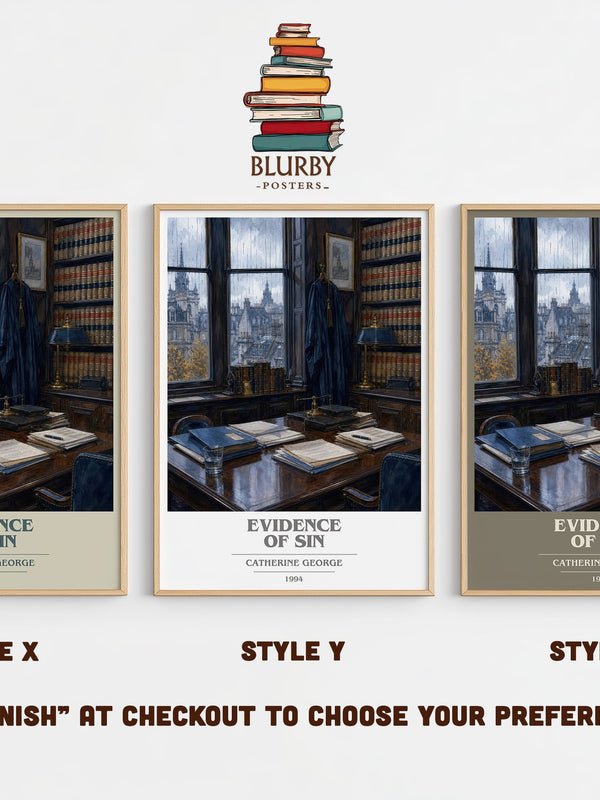 Evidence of Sin book cover print in frame leaning in hallway – romance wall art