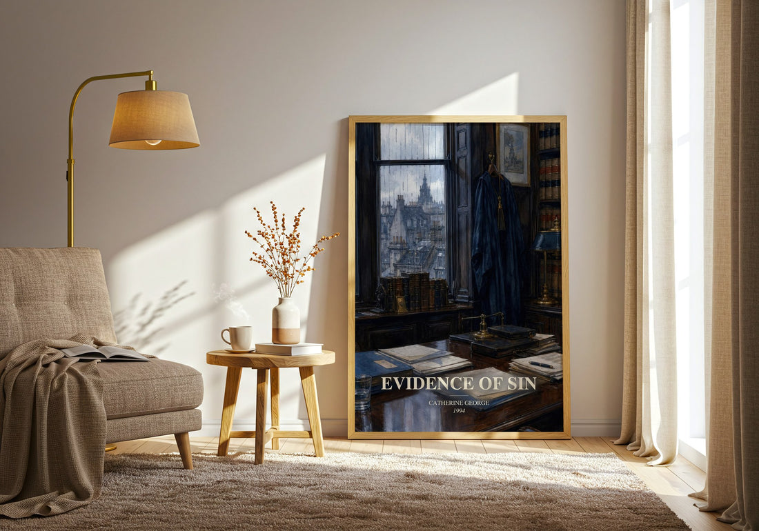 Evidence of Sin watercolour print in frame leaning in hallway – romance wall art