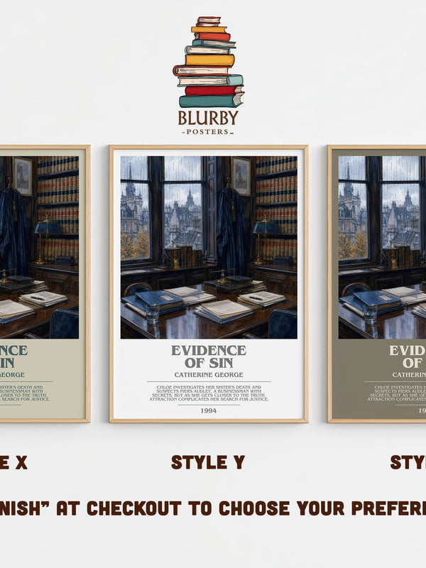 Evidence of Sin bookish print in frame leaning in hallway – romance wall art