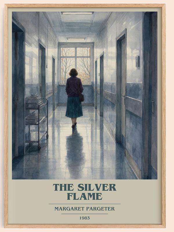 The silver flame book cover book poster by Margaret Pargeter – framed literary art print