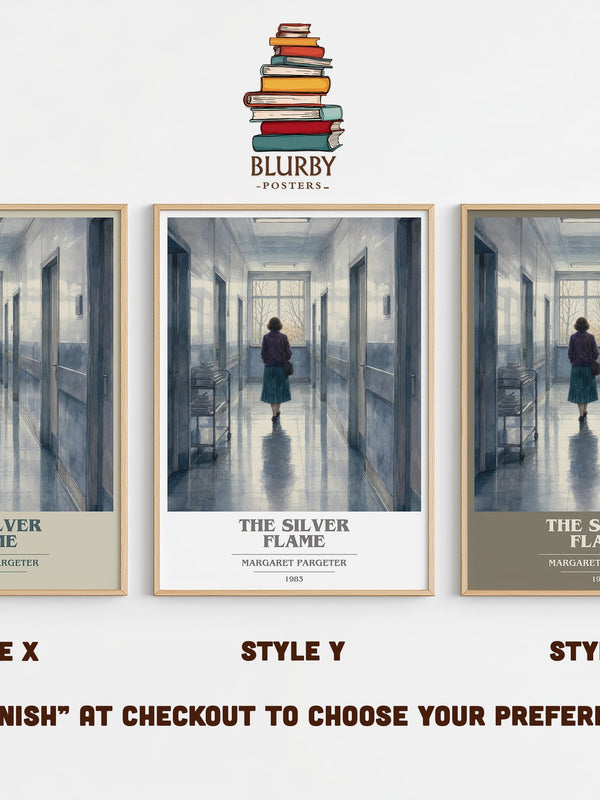 The silver flame book cover print in frame leaning in hallway – romance wall art