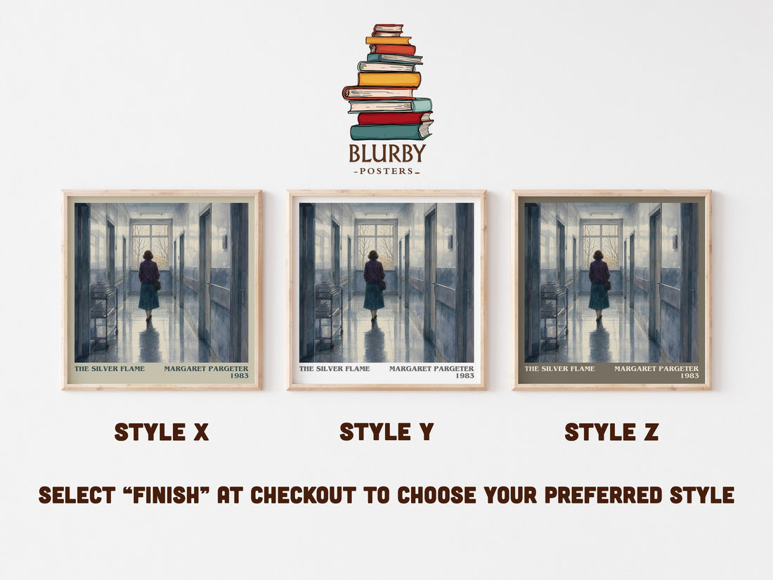 The silver flame literary print in frame leaning in hallway – romance wall art (mockup)