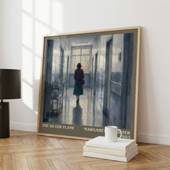 The silver flame literary print framed by window – literary home decor