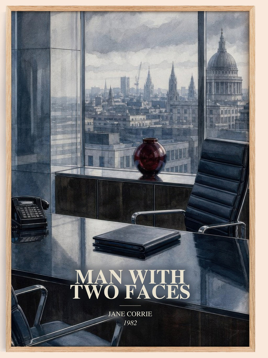 Man with two faces watercolour book poster by Jane Corrie – framed literary art print