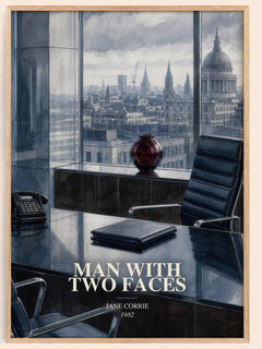 Man with two faces watercolour book poster by Jane Corrie – framed literary art print