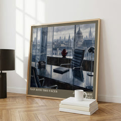 Man with two faces literary print framed by window – literary home decor
