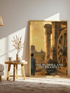 The Buddha and his Dhamma watercolour print in frame leaning in hallway – philosophy wall art