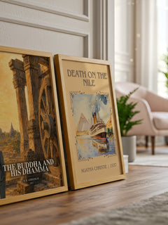The Buddha and his Dhamma watercolour print framed by window – literary home decor