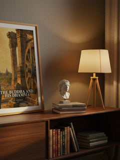 The Buddha and his Dhamma watercolour print on bookshelf – B. R. Ambedkar fan gift