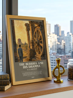 The Buddha and his Dhamma bookish print framed by window – literary home decor