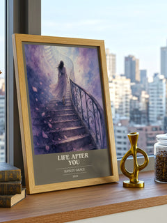 life after you book cover print framed by window – literary home decor