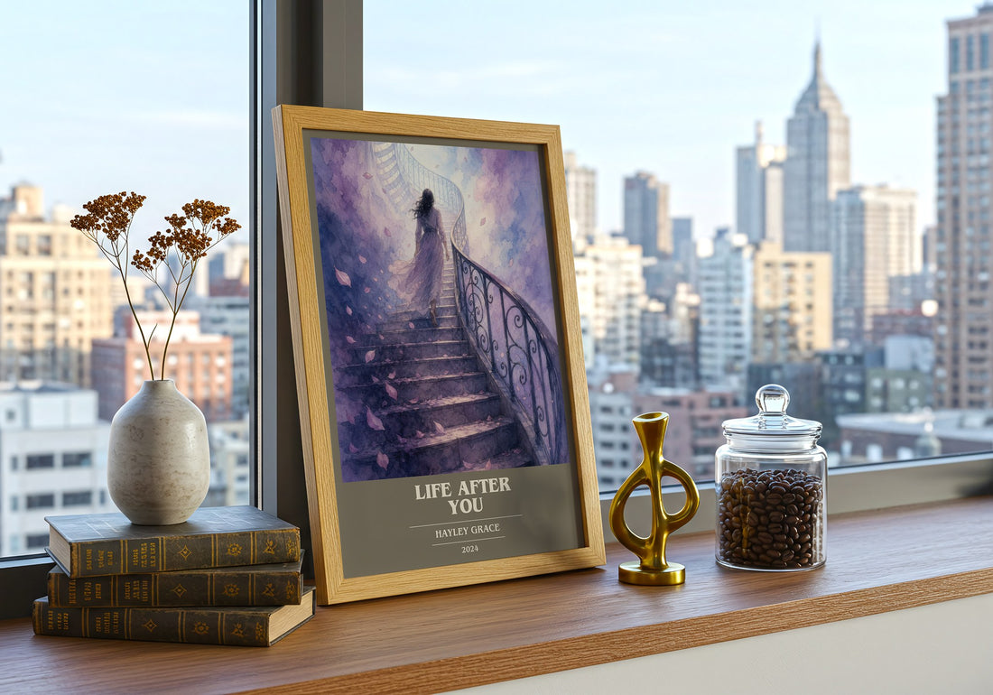 life after you book cover print framed by window – literary home decor