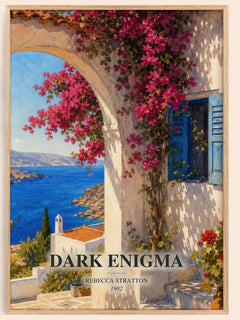 Dark Enigma watercolour book poster by Rebecca Stratton – framed literary art print