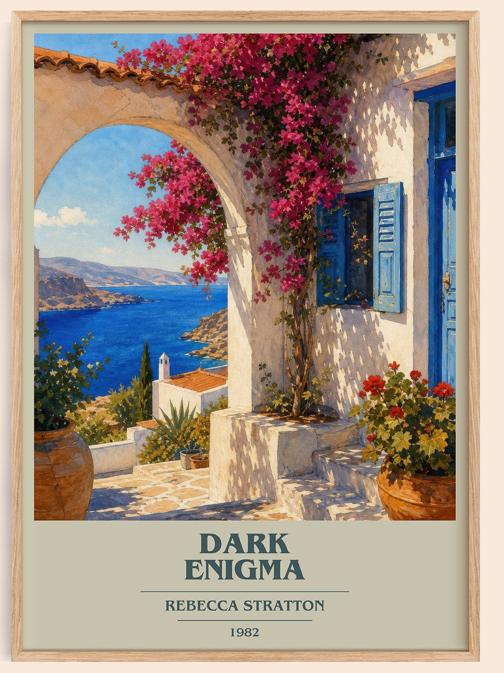 Dark Enigma book cover book poster by Rebecca Stratton – framed literary art print
